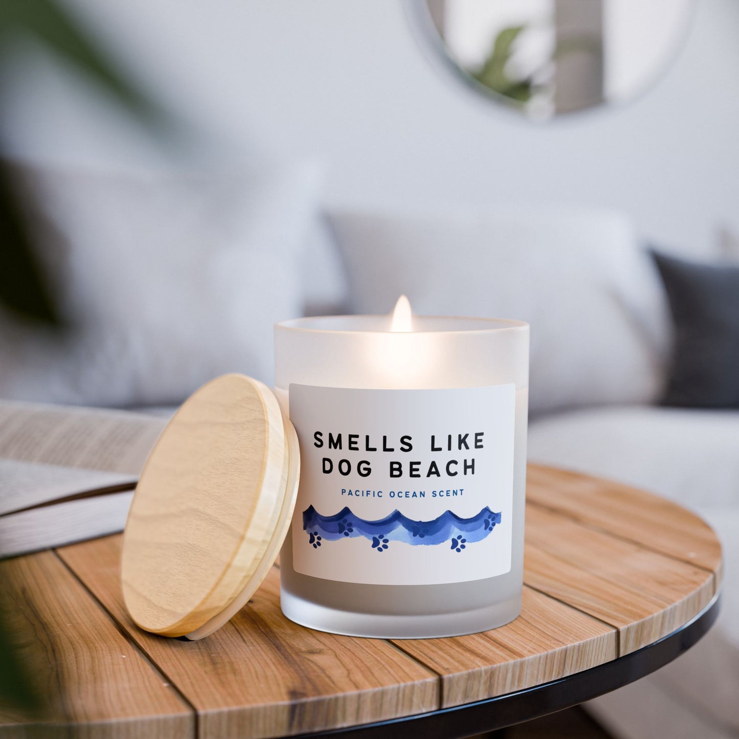 Smells Like Dog Beach Frosted Glass Candle — Pacific Ocean Scent, 11oz